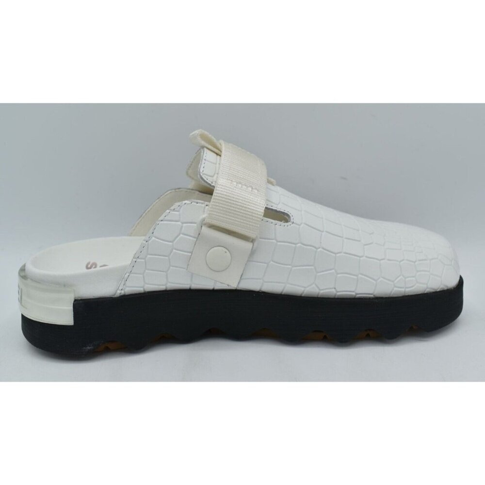 Sorel Womens Size 7.5 Viibe White Black Sea Salt Gum Slip On Croc Embossed Clogs - Picture 6 of 12